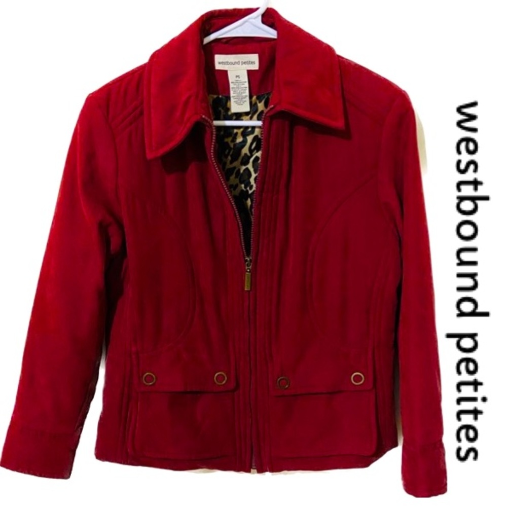 WESTBOUND PETITES Dark-Red Full-Zip Jacket W/Snap Pockets Sz SP